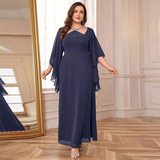 SHEIN Plus Size Formal Evening Gown, Wedding Guest Dress