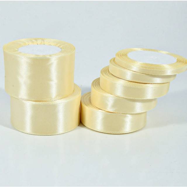 SHEIN 1 Roll 22meters, Beige Packaging Ribbon Bow, Color Ribbon, Polyester Satin Ribbon, Gift Box Silk Ribbon, Jacquard Woven Ribbon