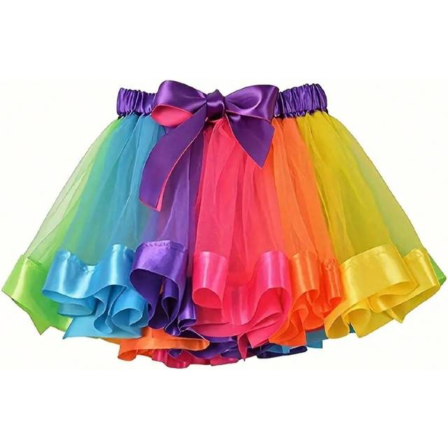 SHEIN Tween Girl Christmas Red & Green TUTU Mesh Skirt, Pettiskirt For Dance Stage
