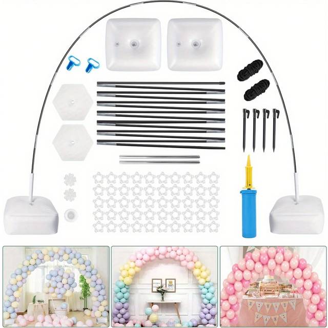 SHEIN Balloon Arch Stand Reusable Balloon Arch Kit 10FT Adjustable Balloon Arch Stand Set Frame For Birthday Decorations Wedding Graduation Anniversary Grad