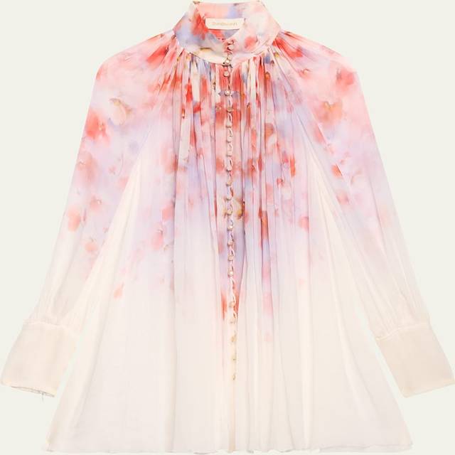 Zimmermann, Blusar & Skjortor , Dam, S, Blus med blomstermönster och drapering - multicolor (S)