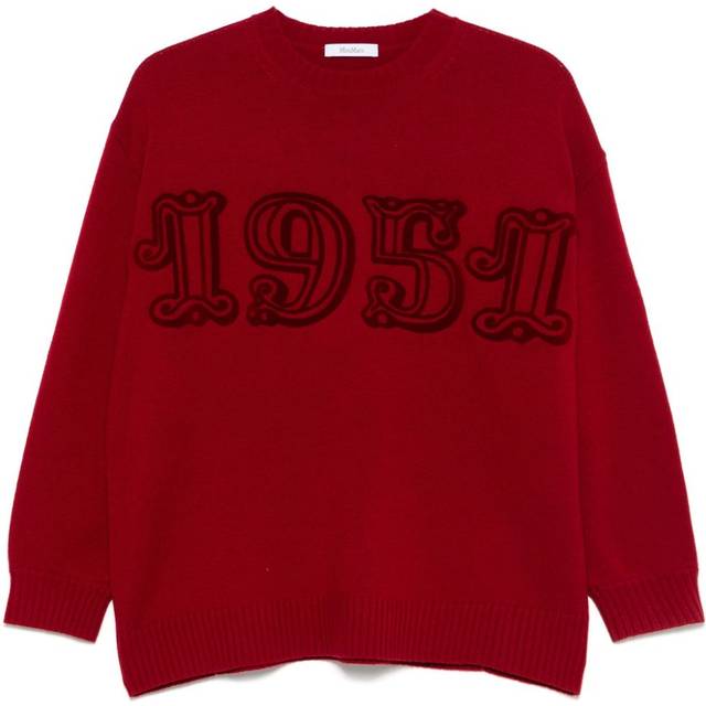 Max Mara Women's Logo Wool And Cashmere Jumper Sweater in Red | Size Medium | 11361191600038 (M)