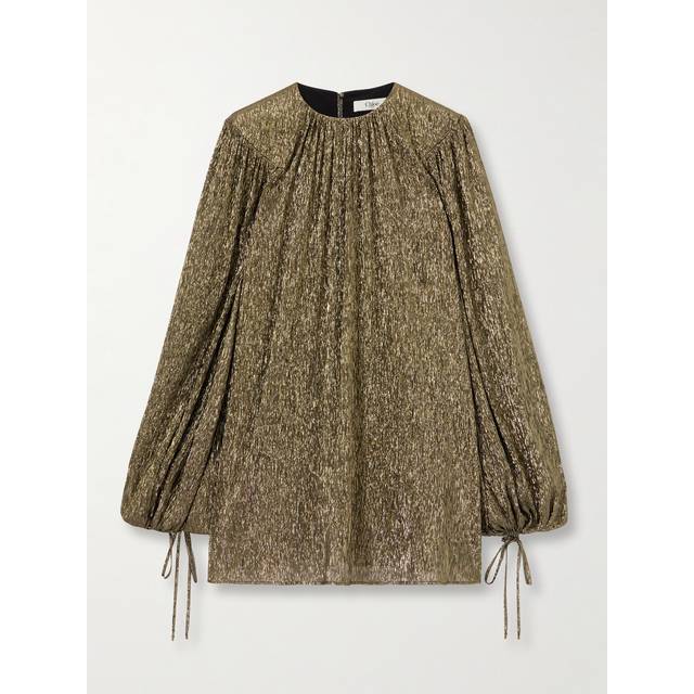 Silk lamé mini Dress - IT36 | XS - Gold