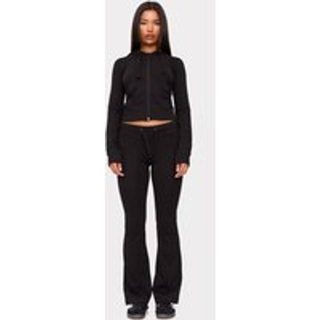 Black Low Rise Skinny Flare Trousers, Black - 16