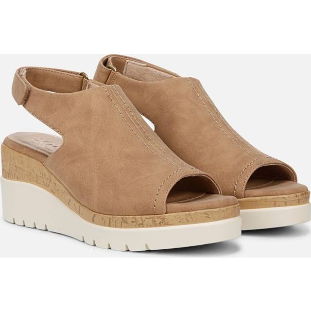 Soul Giselle Wedge Sandals, Birchwood Brown Faux Nubuck, 9.0M Open Toe, Slingback Strap