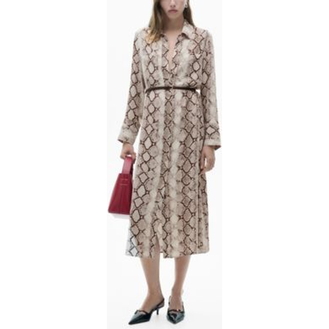 Mango Serpi Snake Primt Midi Dress - Brown - 24