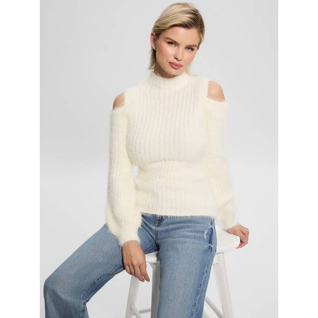 Guess Fuzzy Turtleneck Sweater - White - XL