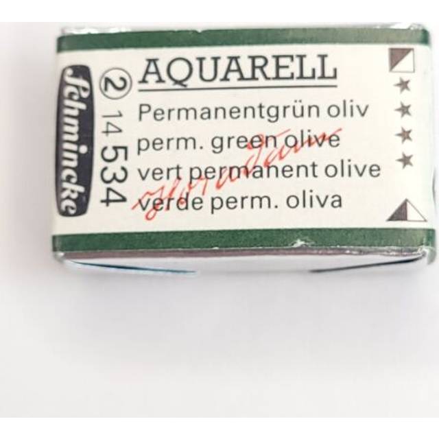 Schmincke : Horadam Watercolour Paint : Full Pan : Permanent Green Olive