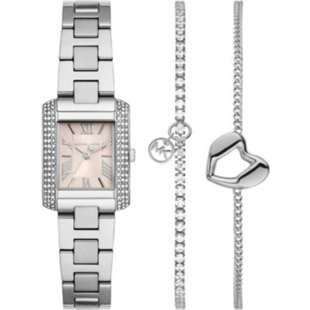 MK Mini Emery Silver-Tone Watch and Bracelet Gift Set - Silver - Michael Kors - ONE SIZE