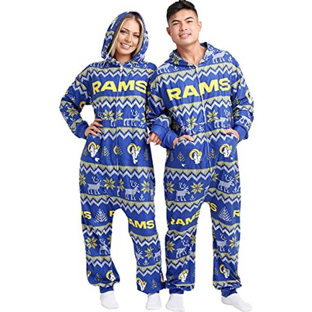 FOCO Los Angeles Rams NFL Ugly Pattern One Piece Pajamas - M