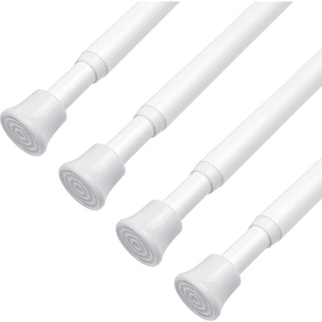 KXLife Small Spring Tension Curtain Rod  Round Spring Tension Rod 16 to 28 inches (White-4 Pack)