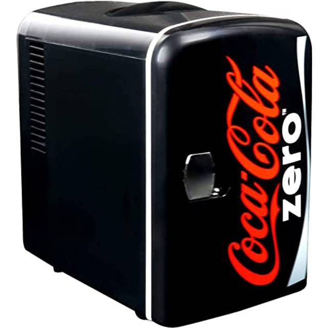 Coca Cola Coke Zero Mini Fridge 4L 6 Can Portable Cooler Warmer for Bedrooms - Black (10.00cm H X 7.00cm W X 25.4cm D)