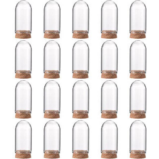 20pcs Cloche Glass Dome Glass Bell Jar Display Case With Cork Base 2.36x1.18inch
