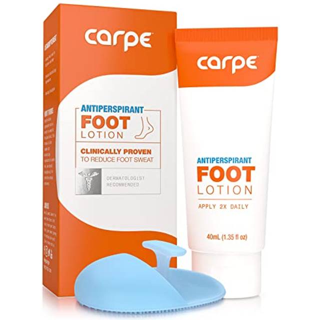 carpe Antiperspirant Foot Lotion WITH APPLIcATOR  A dermatologist-recommended solution to stop sweaty  smelly feet  Helps prevent blisters  great for