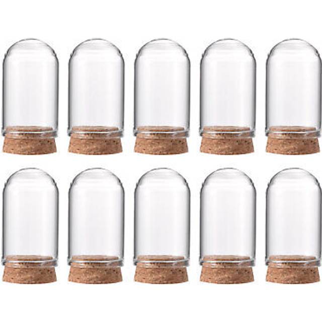10pcs Cloche Glass Dome Glass Bell Jar Display Case With Cork Base 1.97x1.18inch