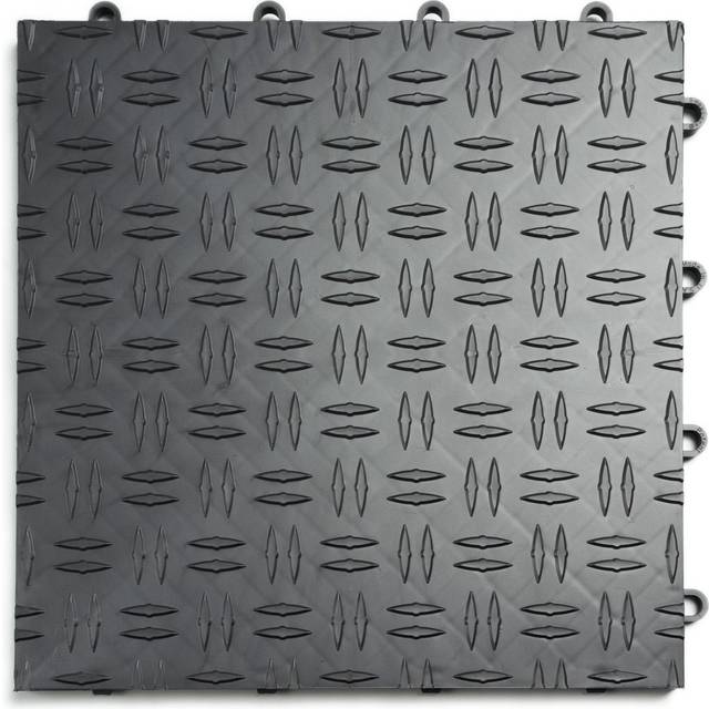 Big Floors GarageTrac Diamond  Interlocking Non-Slip Garage Flooring Tile  Durable  Modular  Heavy-Duty Copolymer  Easy Install (24 Pack)  Graphite