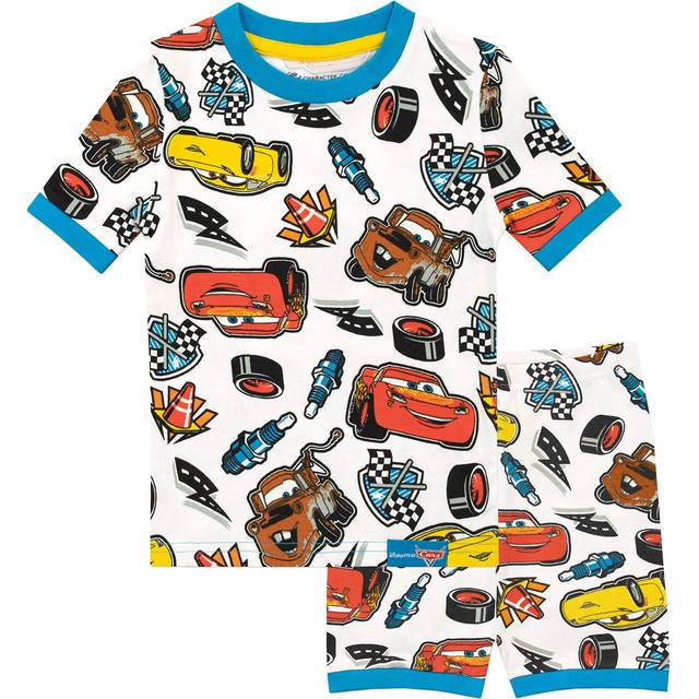 Cars Short Pyjamas All Over Print - White - 3-4 Years
