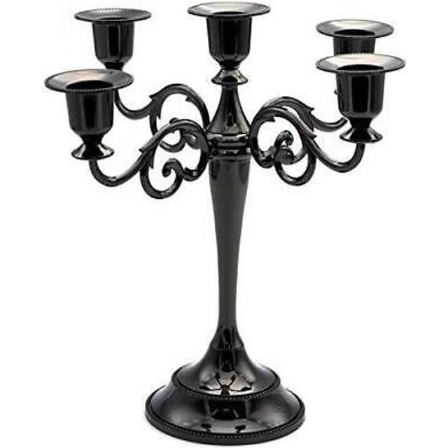 5 Candle Metal Candelabra Candlestick Holders 10.24 inch Tall Candle Holder Wedding Event CandelabraBlack