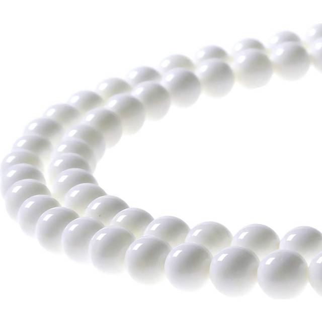 MJDCB 7A Natural Deep Sea White Shells Round Stone Beads for Jewelry Making DIY Bracelet Necklace (4mm)
