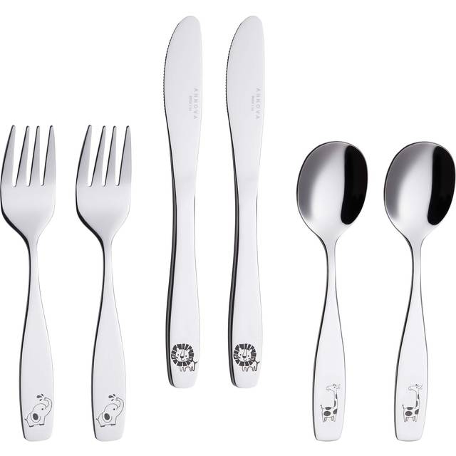 ANNOVA Kids Silverware 6 Pieces Children's Safe Flatware Set Stainless
