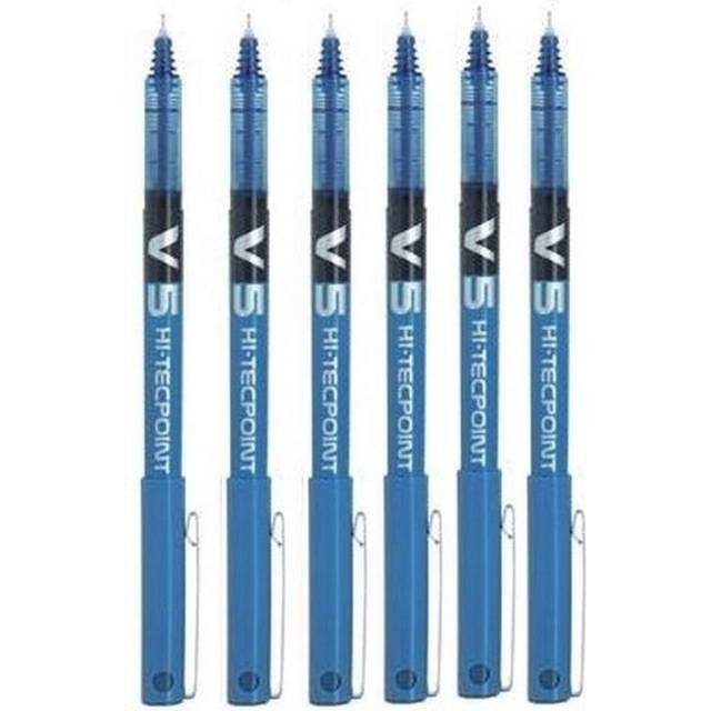 Pilot BX V5 Blue Hi-Tecpoint Extra Fine Rollerball Pen 0.5mm Nib Tip 0.3mm Line Width (Pack Of 6)