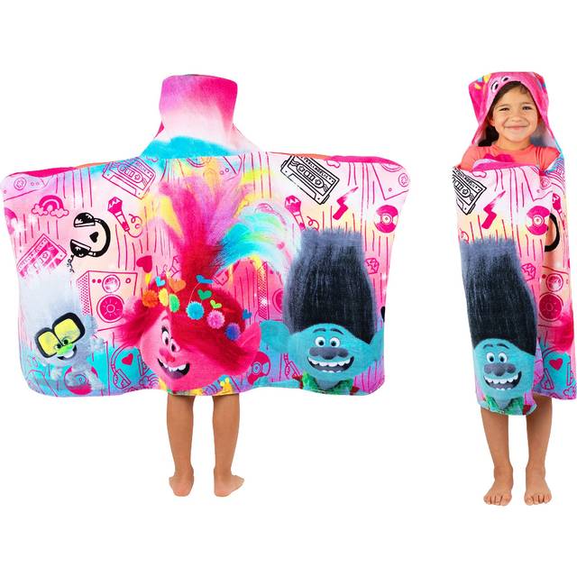Franco Kids Bath and Beach Cotton Terry Hooded Towel Wrap  24 in x 50 in  Dreamworks Trolls