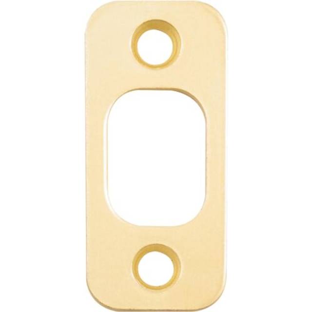 "Round Corner Deadbolt Strike Plate  1"""""""" x 2-1/4""""""""  1-5/8"""""""" Center-to-Center  Polished Brass by Stone Harbor Hardware"