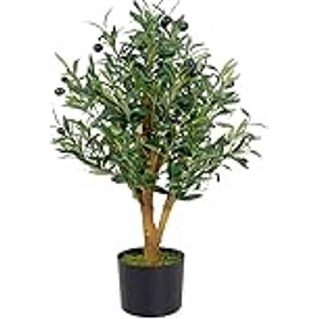 65cm Leaf Design UK Realistic Artificial Olive Tree in Black Plastic Pot