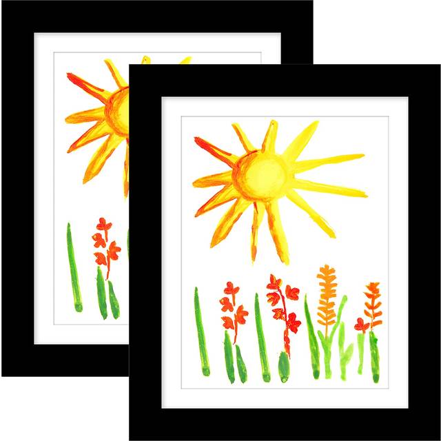 Americanflat 10x12.5 Kids Art Frame - Front Loading Picture Frame - Set of 2 - Use as 8.5x11 Frame with Mat or 10x12.5 Frame Without Mat - M