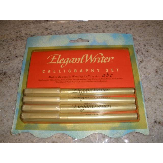 Speedball Elegant Writer Calligraphy 4 Marker Set, Black, 2.0 mm, 2.5 mm & 3.0 mm