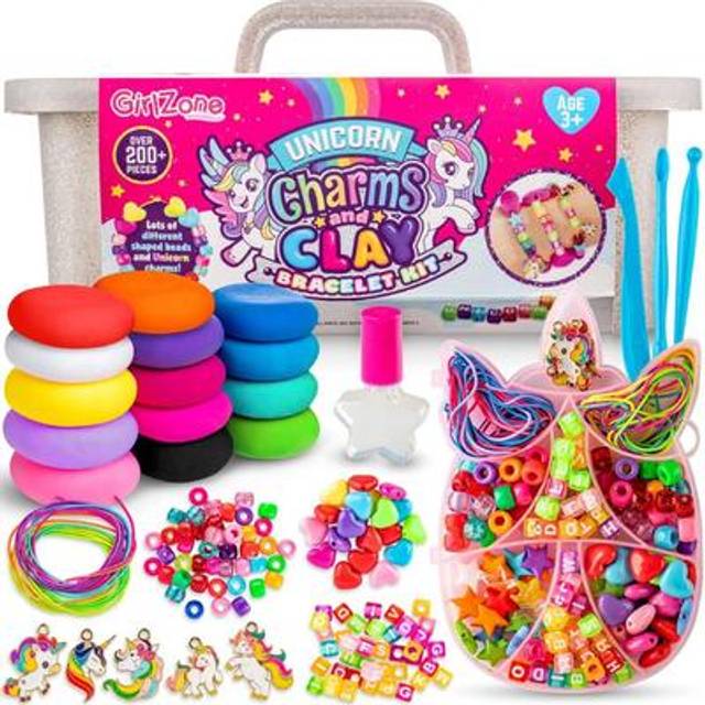 GirlZone Unicorn Charms and Clay Bracelet Kit, Jewellery Kit Making