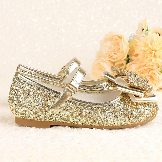 SHEIN Girls Flower Girl Flat Silver Color Wedding Banquet Party Bridesmaid Ballet Mary Jane Dress Shoes, Suitable For Kids Of All Sizes