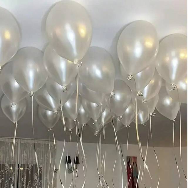 SHEIN 10/30/50/100pcs Glossy Elegant Faux Pearl White 5-18inch Latex Balloons For Birthday Party, Wedding, Bridal Shower, Anniversary, Bachelorette Party, D