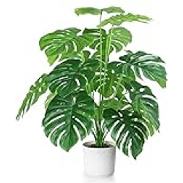 "28"" Fake Plants Large Tropical Palm Tree Artificial Monstera Faux Plant Tree in Pot for Indoor Outdoor Home Office Garden Decoration"