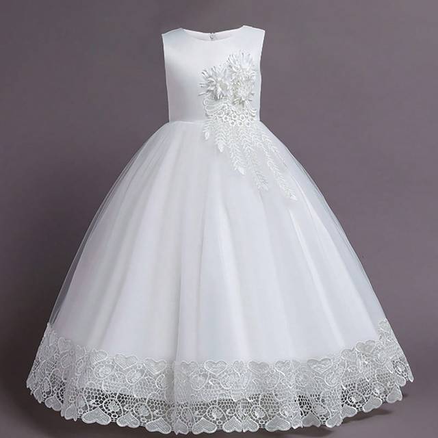 SHEIN Tween Girl 3D Floral Mesh Decor Elegant Formal Dress, Suitable For Wedding And Party
