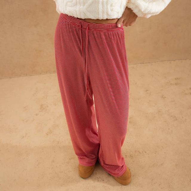 SHEIN Casual Home Red And White Striped Pants