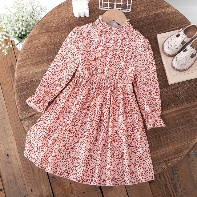 SHEIN Young Girl&#39; Elegant All-Over Digital Print Drawstring Waist A-Line Hem Princess Dress, Suitable For Party, Beach, Vacation, Spring/Autumn