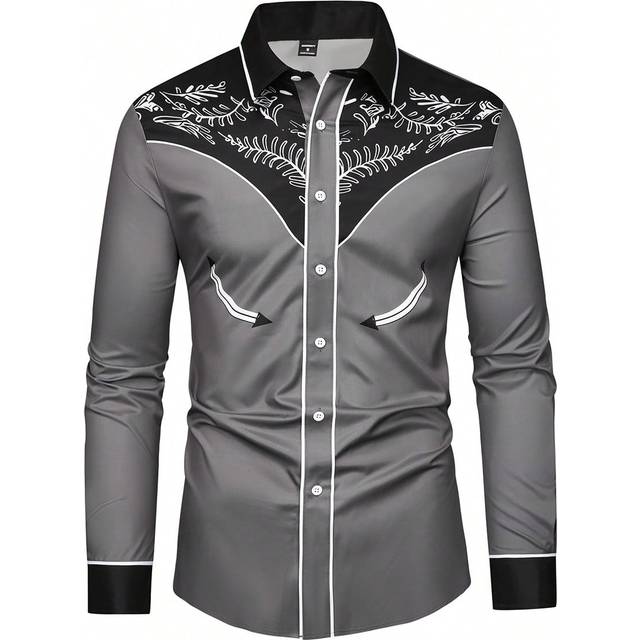Manfinity Men&#39;s Oversized Long Sleeve Graphic Print Button Up Shirt