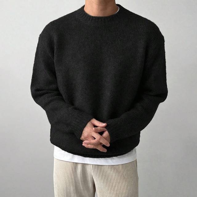 DAZY Men&#39;s Solid Color Crew Neck Sweater, Casual Daily Wear, Autumn/Winter