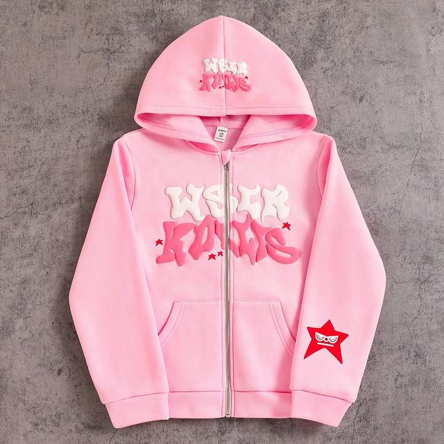 SHEIN Tween Girl Streetwear Hooded Zip-Up Sweatshirt, Thermal Lined For Autumn/Winter