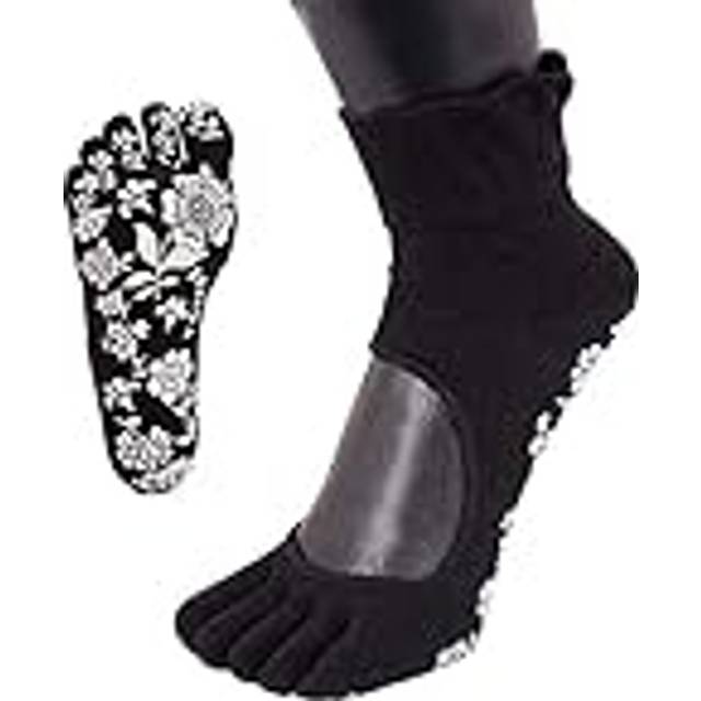 TOETOE Yoga&Pilates - ankelhöga anti-slip tåstrumpor, svart