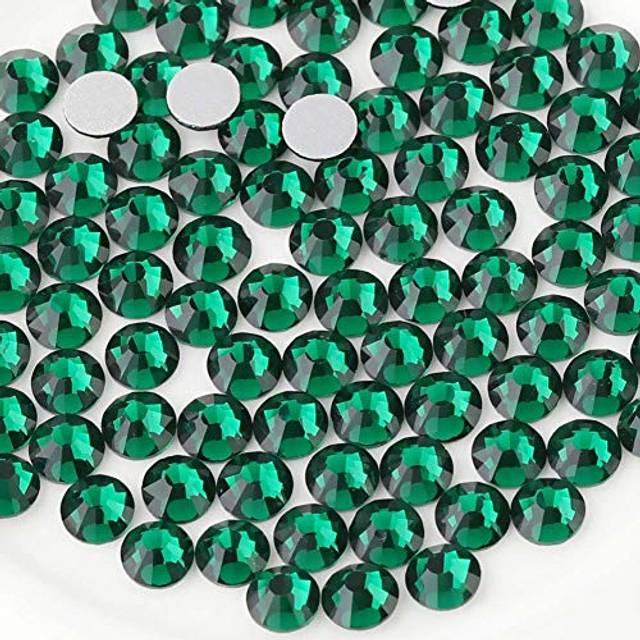 beadsland Flat Back Crystal Rhinestones Round Gems  Emerald (2.3-2.5mm) SS8/1440pcs