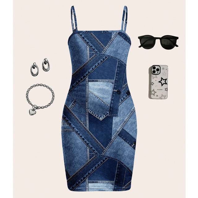 SHEIN Tween Girl Casual Minimalist Bodycon Camisole Mid-Length Dress, Suitable For Summer