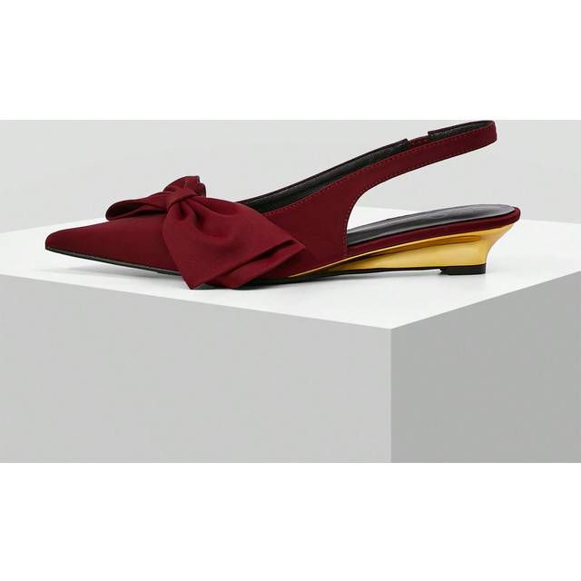MOTF WOMEN ELEGANT BOWKNOT DECOR POINTED TOE WEDGE HEELS FOR WINTER, SPRING SHOES, SPRING BREAK EASTER PROM HEELS