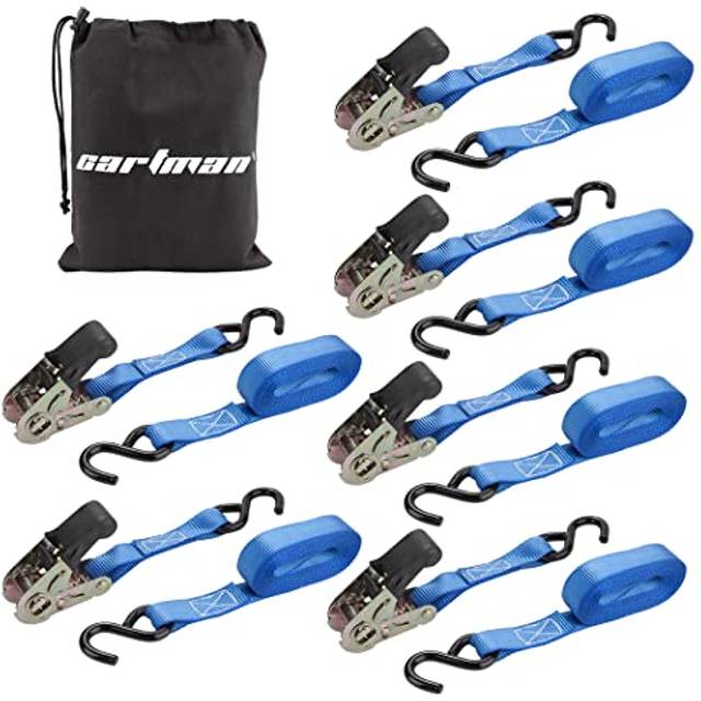 "Cartman 1"""" x 15' Ratchet Tie Down up to 1500lbs 6pk in Carry Bag  Car"