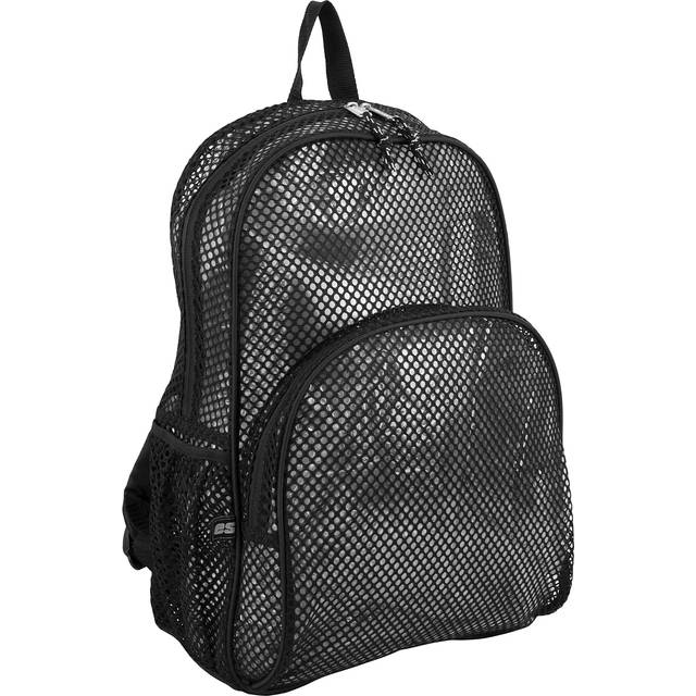 Eastsport Heavy Duty Mesh Sport Backpack Daypack Bookbag Bag See Through for Travel  Swim  Gym  Beach  17.5 Inches  Onyx