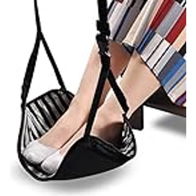 Portable Travel Footrest, Adjustable Carry-on Foot Rest Height Premium Foam Travel Leg Rest Hammock with Storage Bag for Office Airplane Train Bus