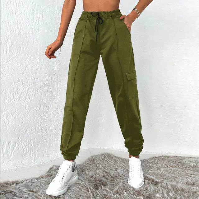 SHEIN Drawstring Waist Seam Detail Slant Pocket Joggers