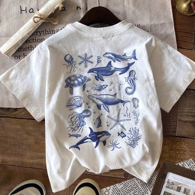 SHEIN Tween Girl Casual Round Neck Knitted Printed T-Shirt