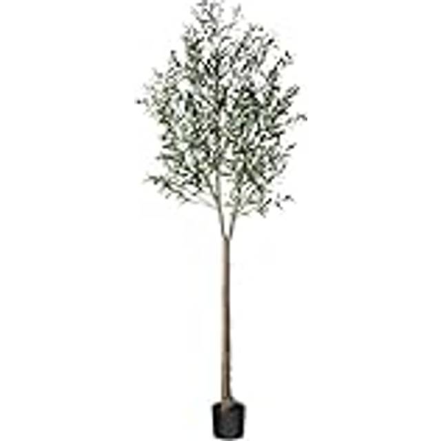 CROSOFMI Konstgjord olivträd växt 210 cm falsk figurklippt silke, perfekta fuskväxter i kruka för inomhus, utomhus, hus, hem, kontor, trädgård, modern dekoration, inflyttningspresent (1 pack)